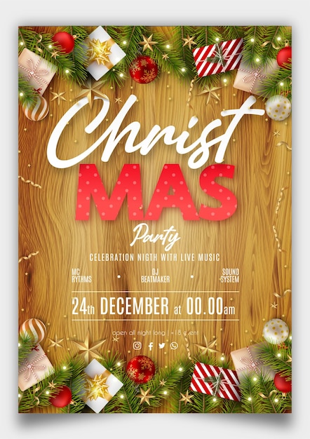 Vector christmas party poster design