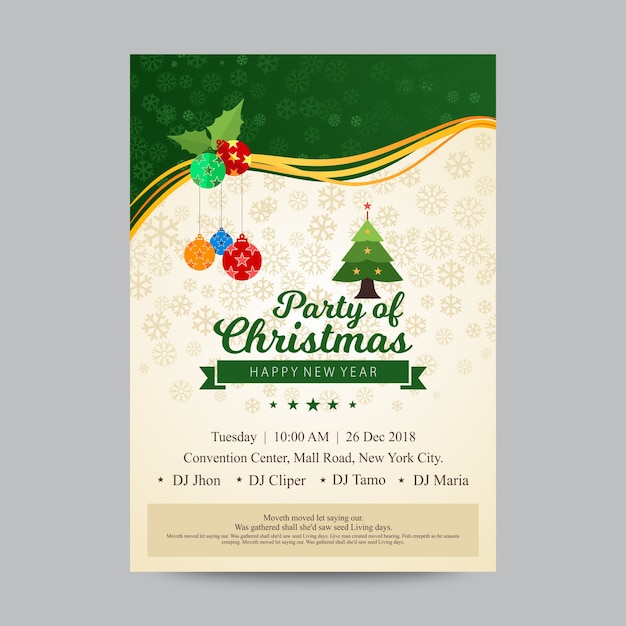 Christmas party poster or flyer design template