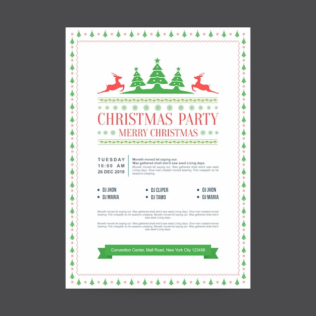 Christmas party poster or flyer design template