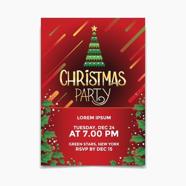 Vector christmas party poster and flyer with christmas tree