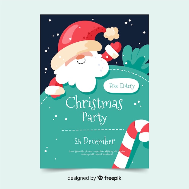 Vector christmas party poster template in flat design