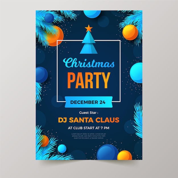 Vector christmas party poster template in flat design