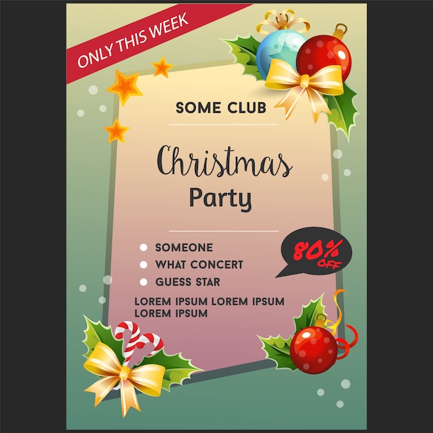 Christmas party poster template with light decorations