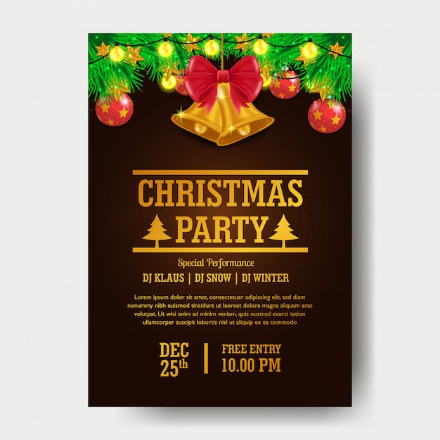 Vector christmas party poster template