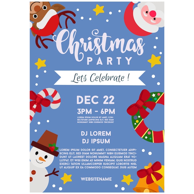 Christmas party poster viering kerstman