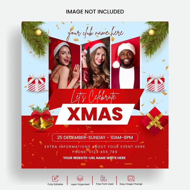 christmas party social media post banner and instagram post template