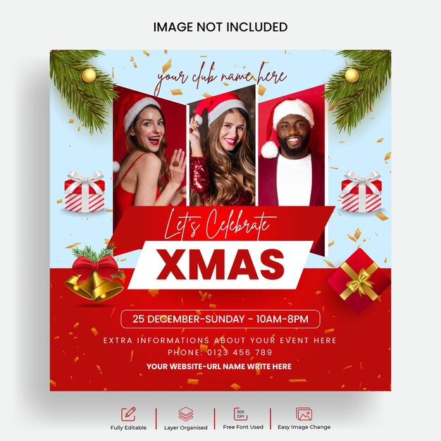 Christmas party social media post banner and instagram post template