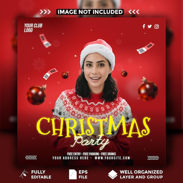 Vector christmas party social media template