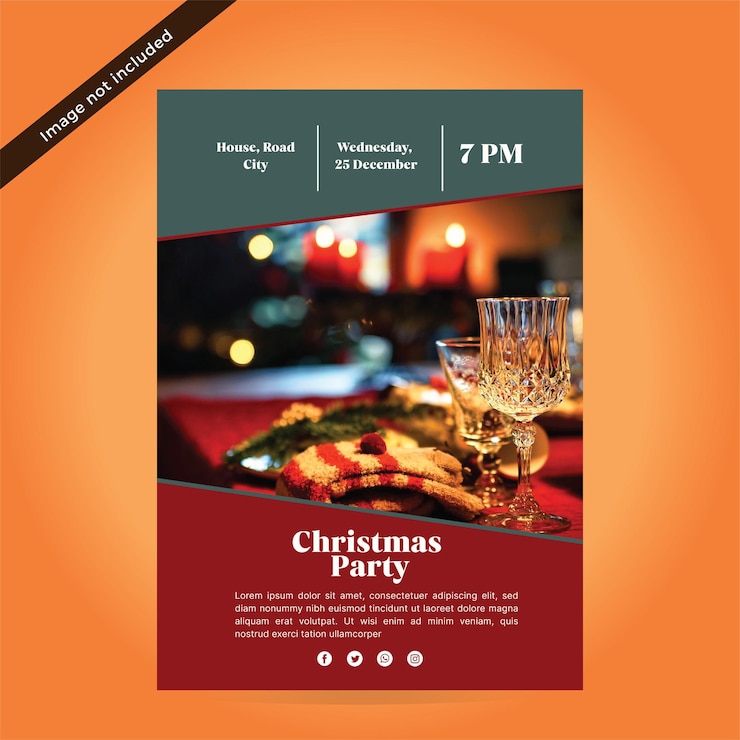Christmas Party theme Flyer tamplate red and green free vector