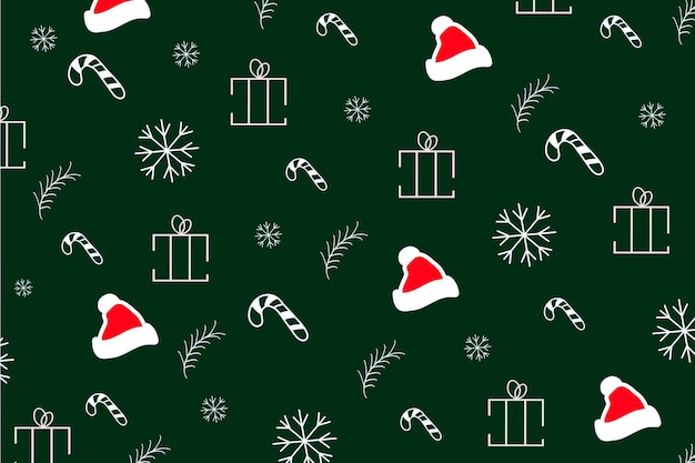 Christmas pattern decoration design background dark green