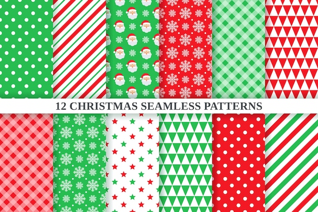 Christmas pattern. geometric texture set