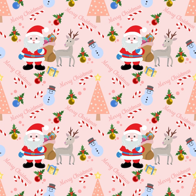 christmas pattern santa claus deer and snowman.