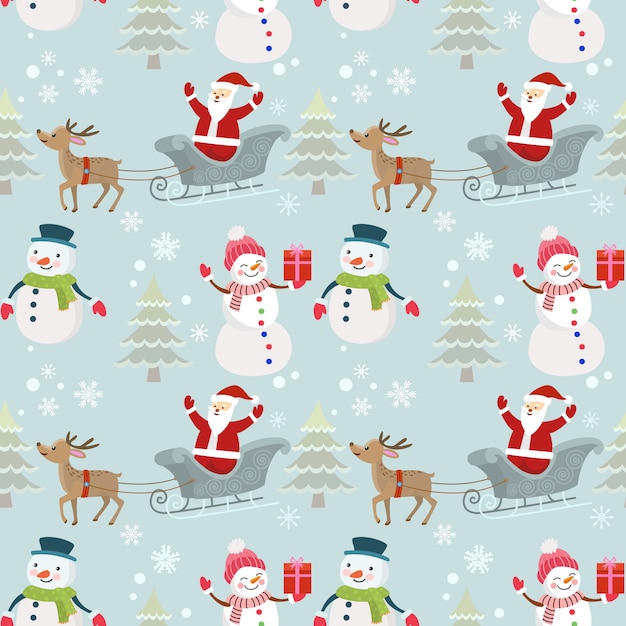 Christmas pattern santa snowman and deer.