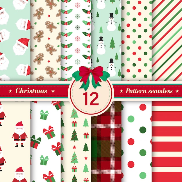 Vector christmas pattern seamless collection.