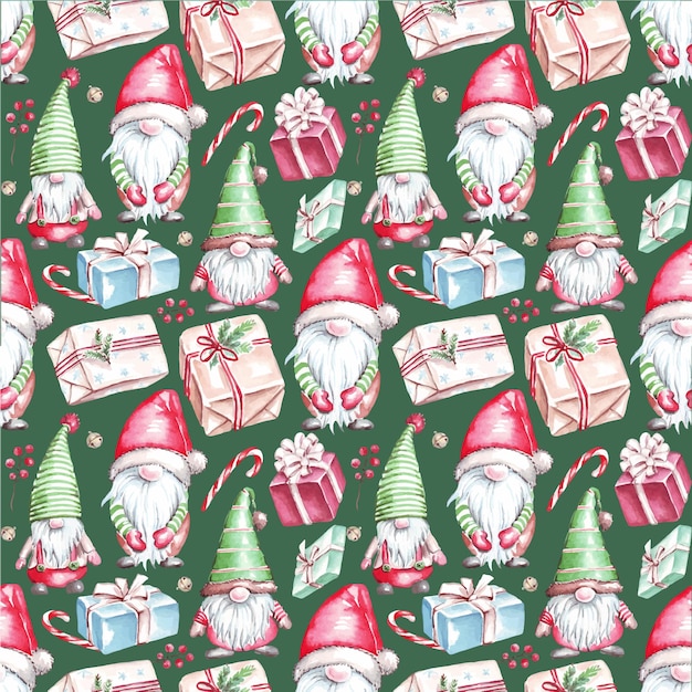 Vector christmas pattern watercolor clipartx9