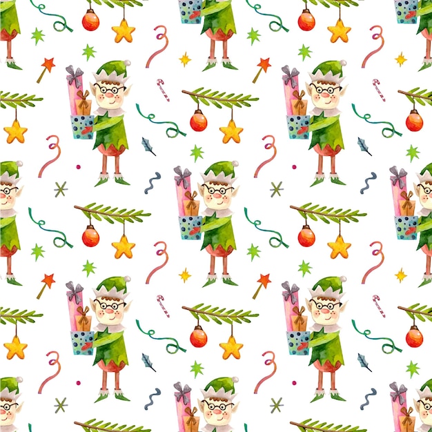 Vector the christmas pattern watercolor pattern for the new year