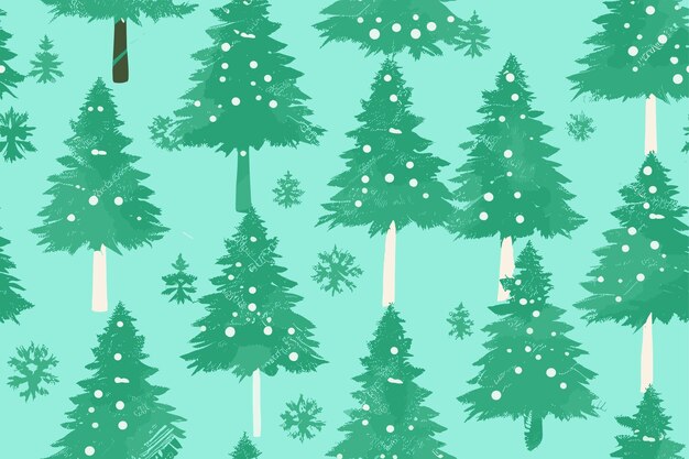 Christmas pattern with christmas trees and snowflakes