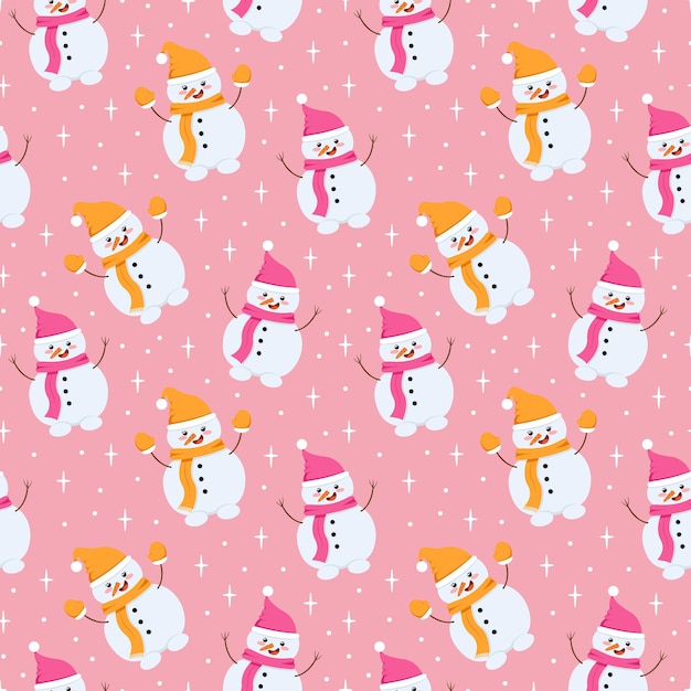 Christmas pattern with cute snowman