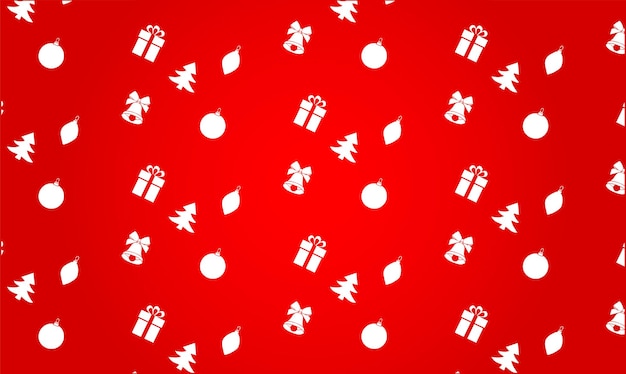 Christmas pattern with different Christmas elements. red gradient background