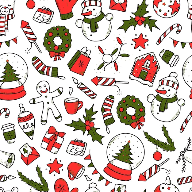 Christmas pattern with doodles