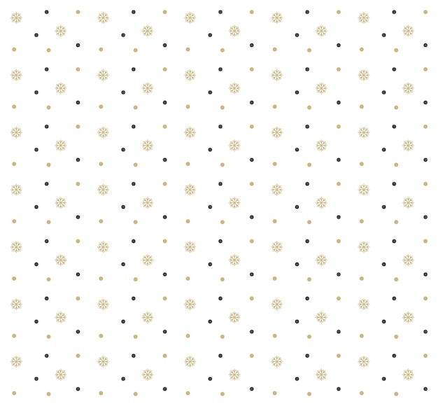 Christmas pattern with gold snowflakes and dots, Christmas decoration, vector illustration