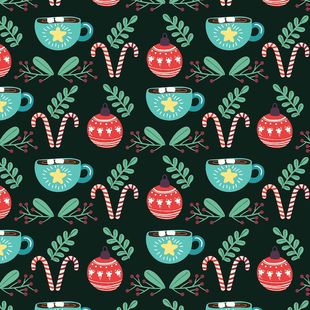 Christmas pattern with hand drawn element