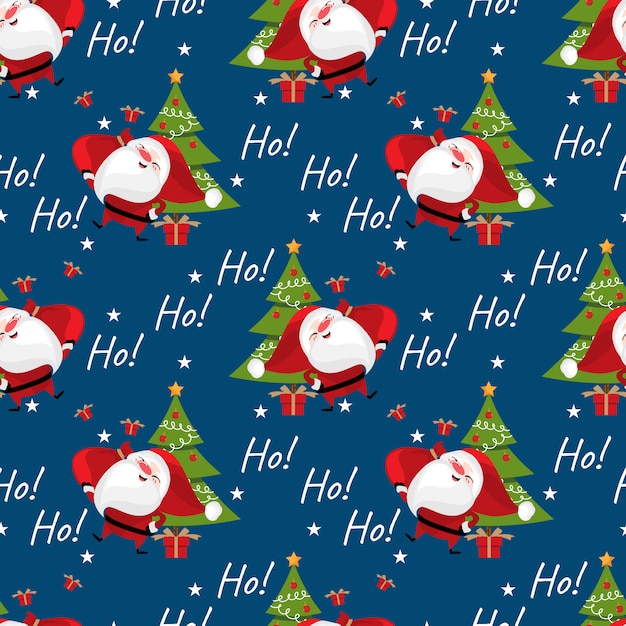 Vector christmas pattern with santa claus