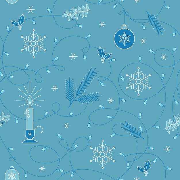 クリスマス・パターン - 雪花キャンドル杉の枝花束クリスマスのおもちゃホリーの枝
