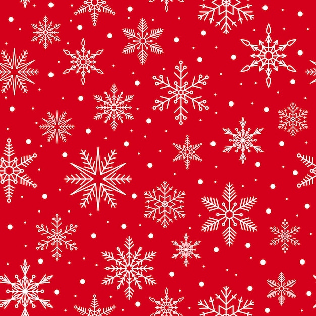 Christmas pattern with snowflakes on a red background