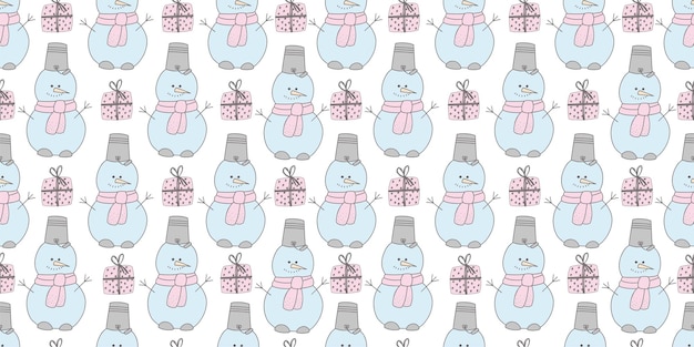 Christmas pattern with a snowman.Wrapping paper christmas textile design