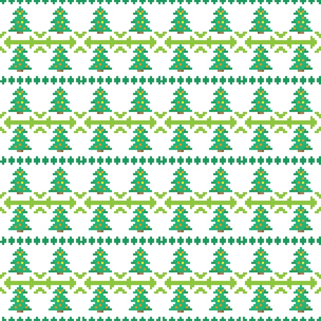 Vector christmas patterns in pixel art style