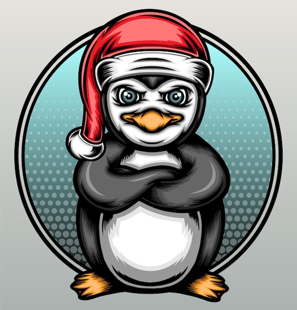 Vector christmas penguin illustration.