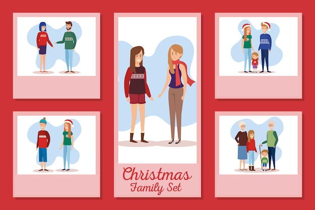 Vector christmas people set avatar character