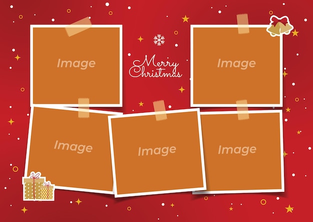 Vector christmas photo collage template printable