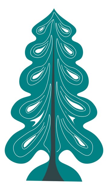 Vector christmas pine tree papercut decoration or handcraft toy. isolated spruce symbol of new year and xmas holiday celebration and preparation. wintertime vacation and funtime. vector in flat style