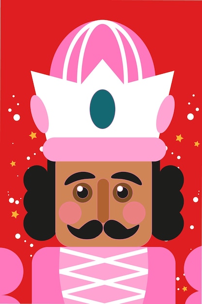 Christmas pink nutcracker doll guard in paper cut style cute soldier toy december ballet party creative merry xmas invitation happy new year winter holidays on red