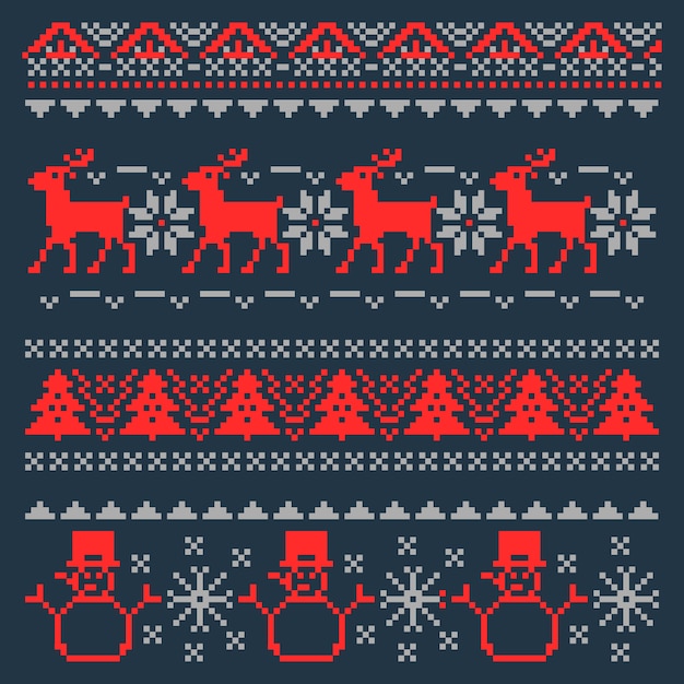 Priorità bassa del pixel di natale per il maglione scandinavo tradizionale. illustrazione