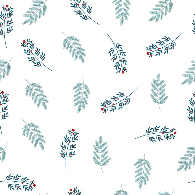 Vector christmas plant seamless pattern background