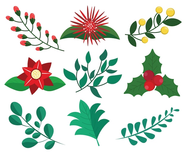 Vector christmas plants