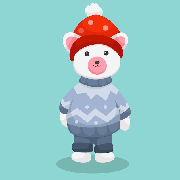 Christmas Polar Bear Character Design Illustration