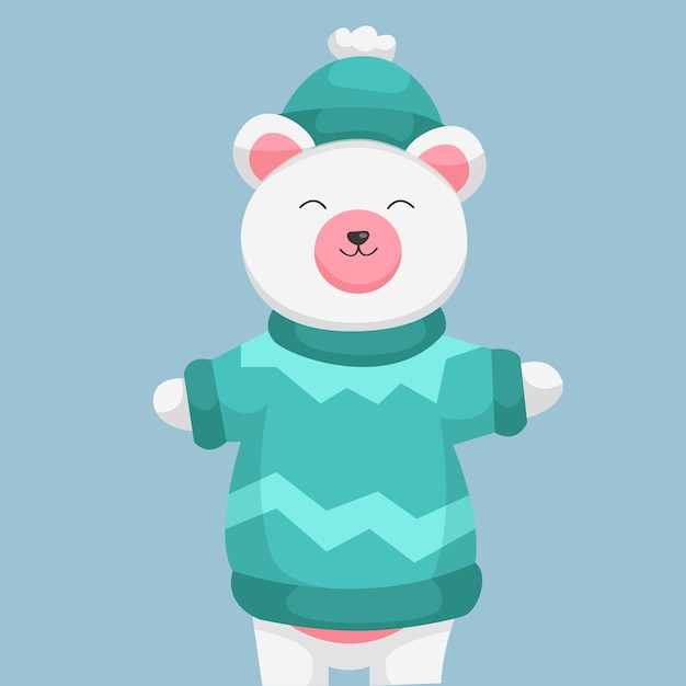 Christmas Polar Bear Character Design Illustration