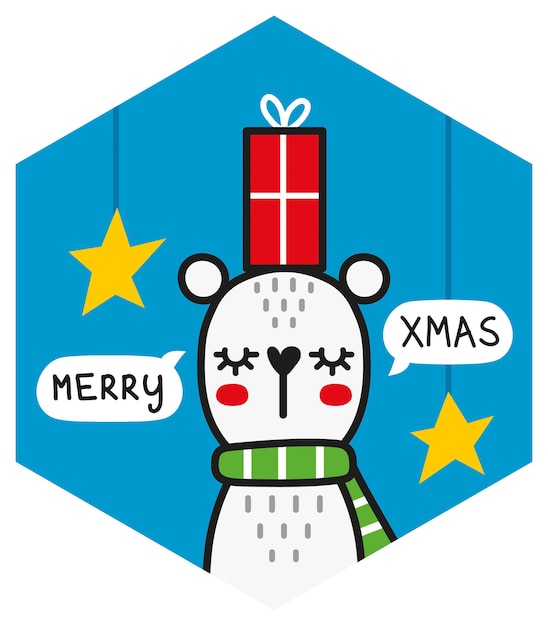 Christmas polar bear vector illustration