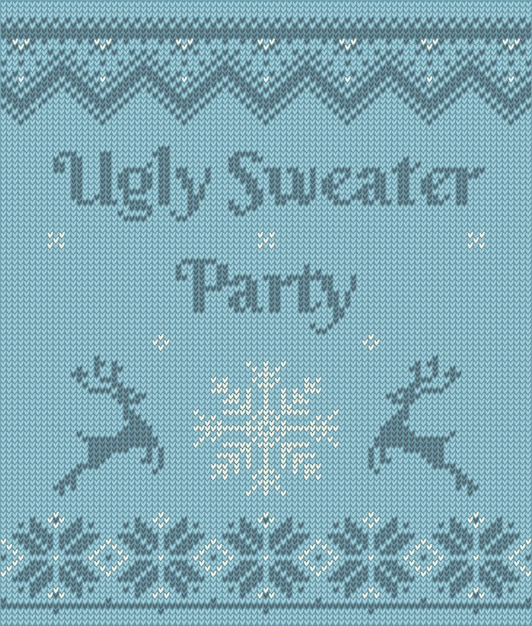 Christmas postcard with invitation on ugly sweater party