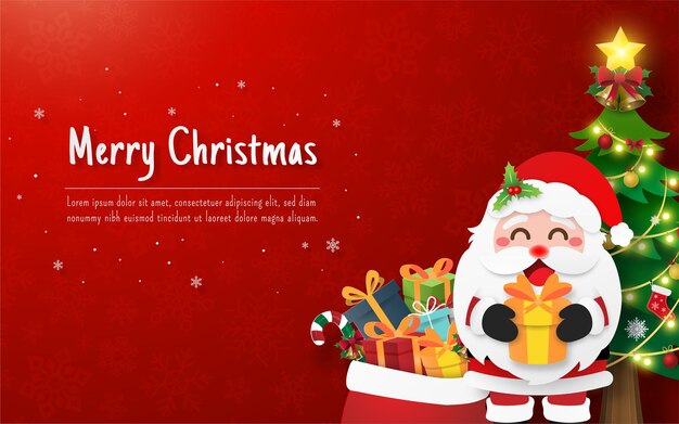 산타 클로스와 크리스마스 트리 크리스마스 엽서