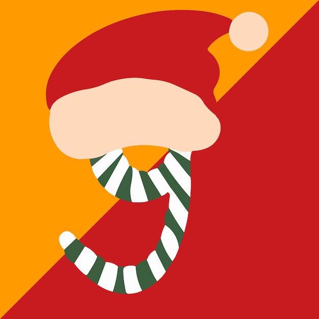 Vector christmas poster. advent calendar cell number 9. vector illustration