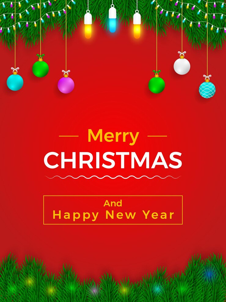 वेक्टर christmas poster design with lights bulbs and red background
