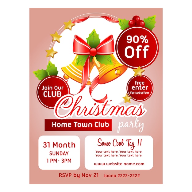 Christmas poster template bell decoration