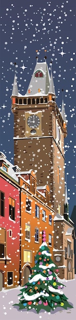 Christmas Prague on New Years Eve Vector