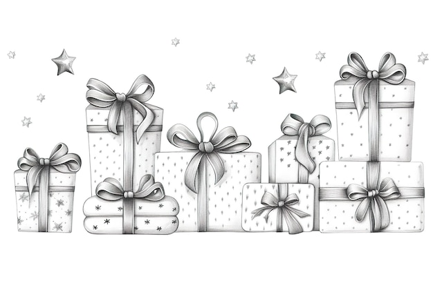 Christmas Present box with ribbon and bow Continuous one line vector illustration