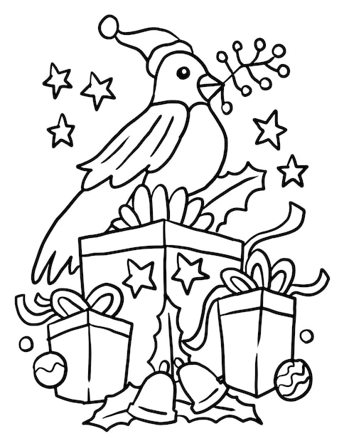 Pagina da colorare di doodle del regalo di natale